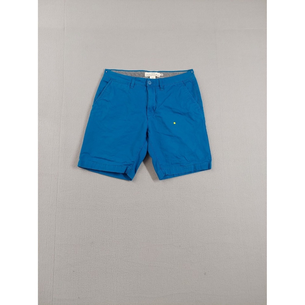 H&M Logg Men Chino Shorts 29 Blue Zip Button Slash Pockets Mid Rise Logo Casual